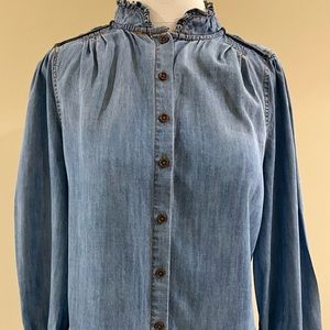 EUC Good Hart Cozy Denim Long Sleeve Button Down
